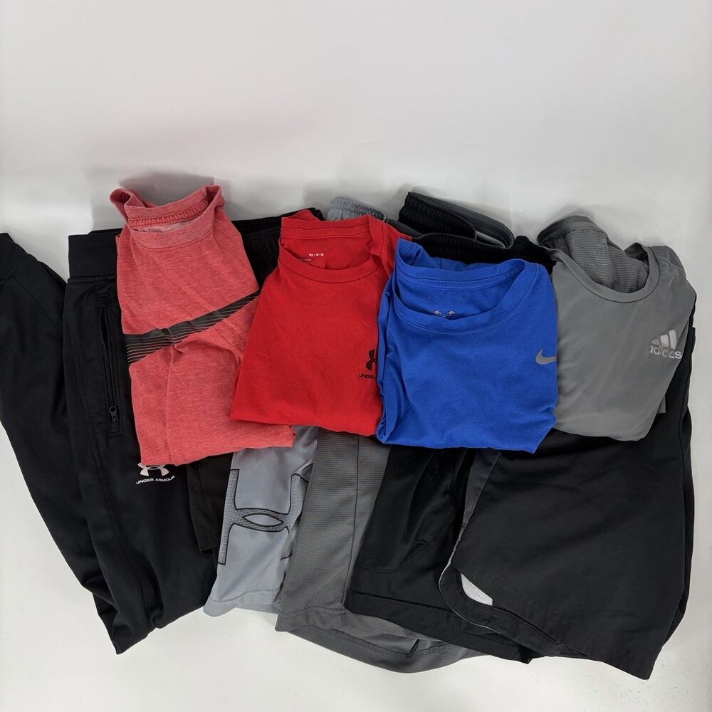 Lot of 10 Nike Adidas Under Armour Size Medium Mens T Shirt Shorts Pants Gym